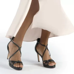 Clearance BUFFALO Serena Bow Sandales A Talon Veganes Noir