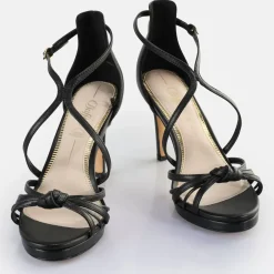 Clearance BUFFALO Serena Bow Sandales A Talon Veganes Noir