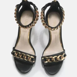 Cheap BUFFALO Serena Chain Sandales Talon Haut Veganes Noir