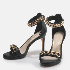 Cheap BUFFALO Serena Chain Sandales Talon Haut Veganes Noir