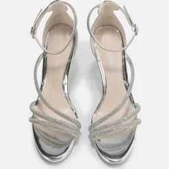 Discount BUFFALO Serena Shine Sandales A Talon Blanc Argent