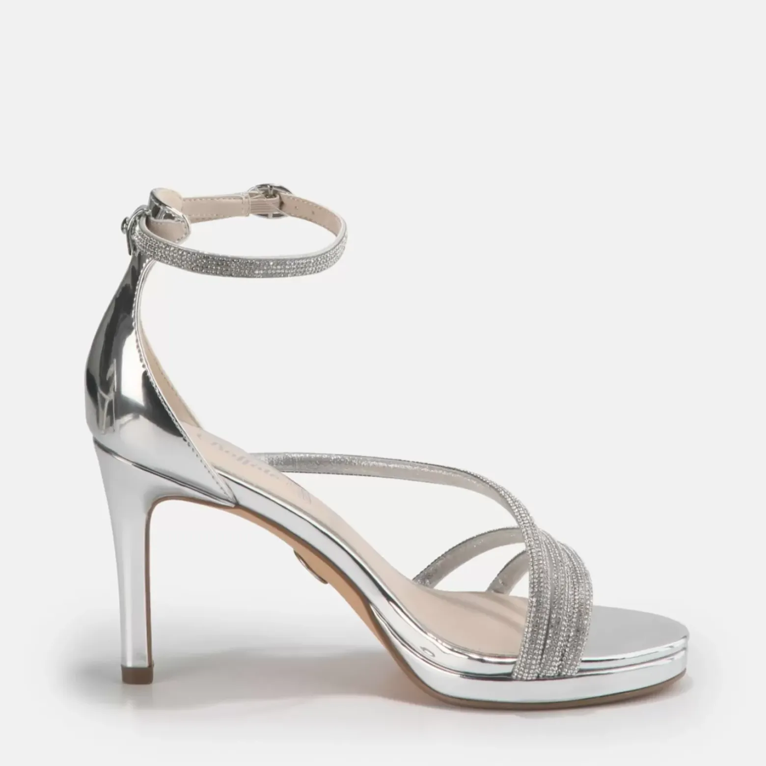 Discount BUFFALO Serena Shine Sandales A Talon Blanc Argent