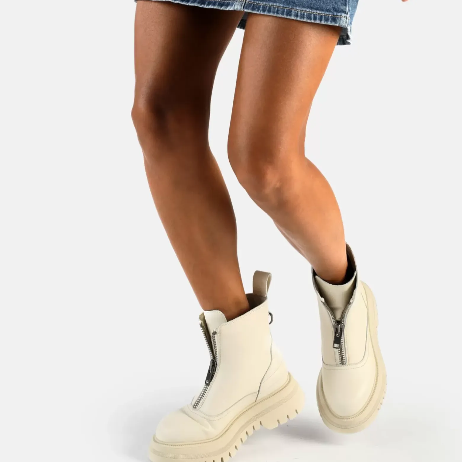 Hot BUFFALO Shade Zip Mid Bottines Creme