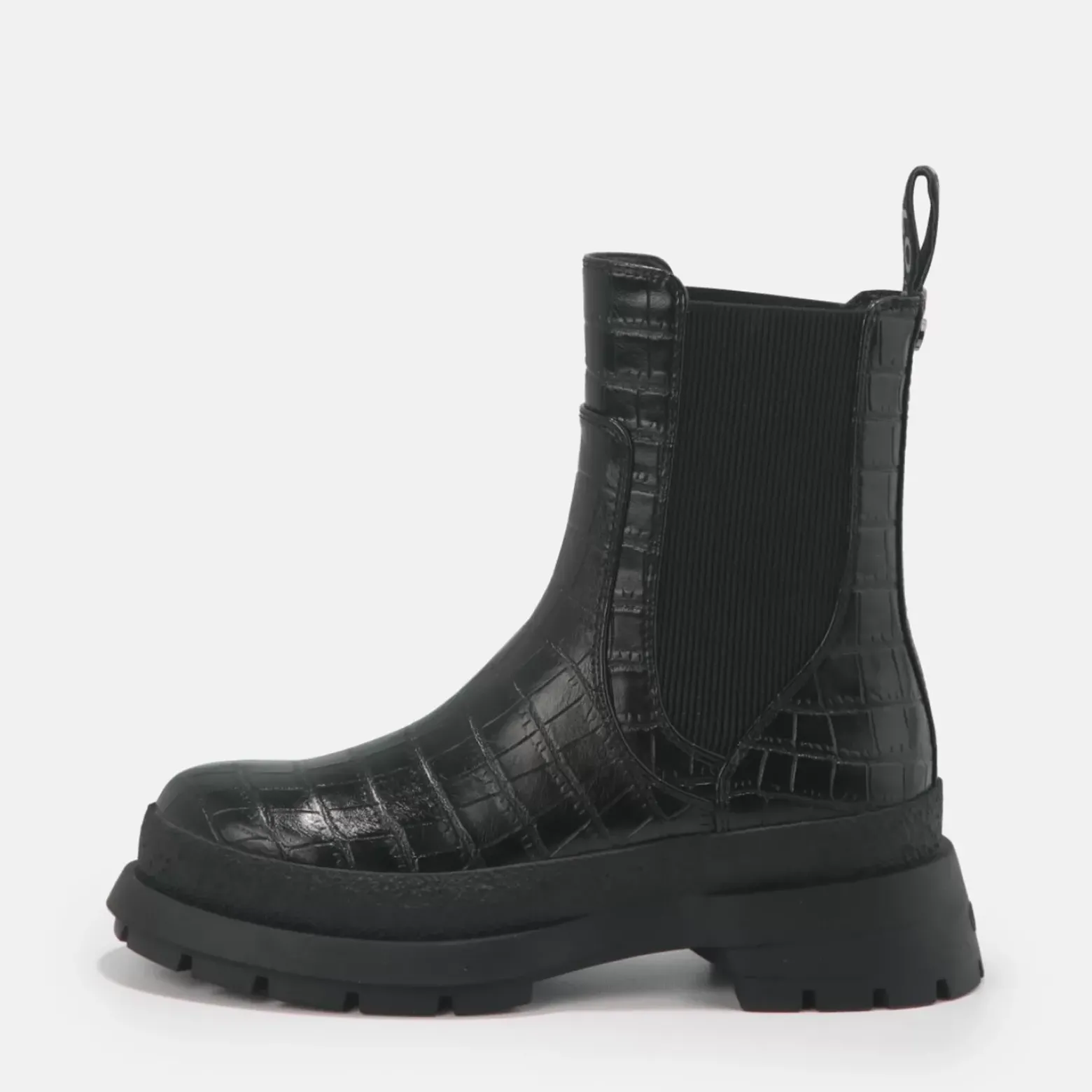 Best BUFFALO Simona Bottines Plates Veganes Aspect Croco Noir