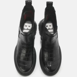 Best BUFFALO Simona Bottines Plates Veganes Aspect Croco Noir