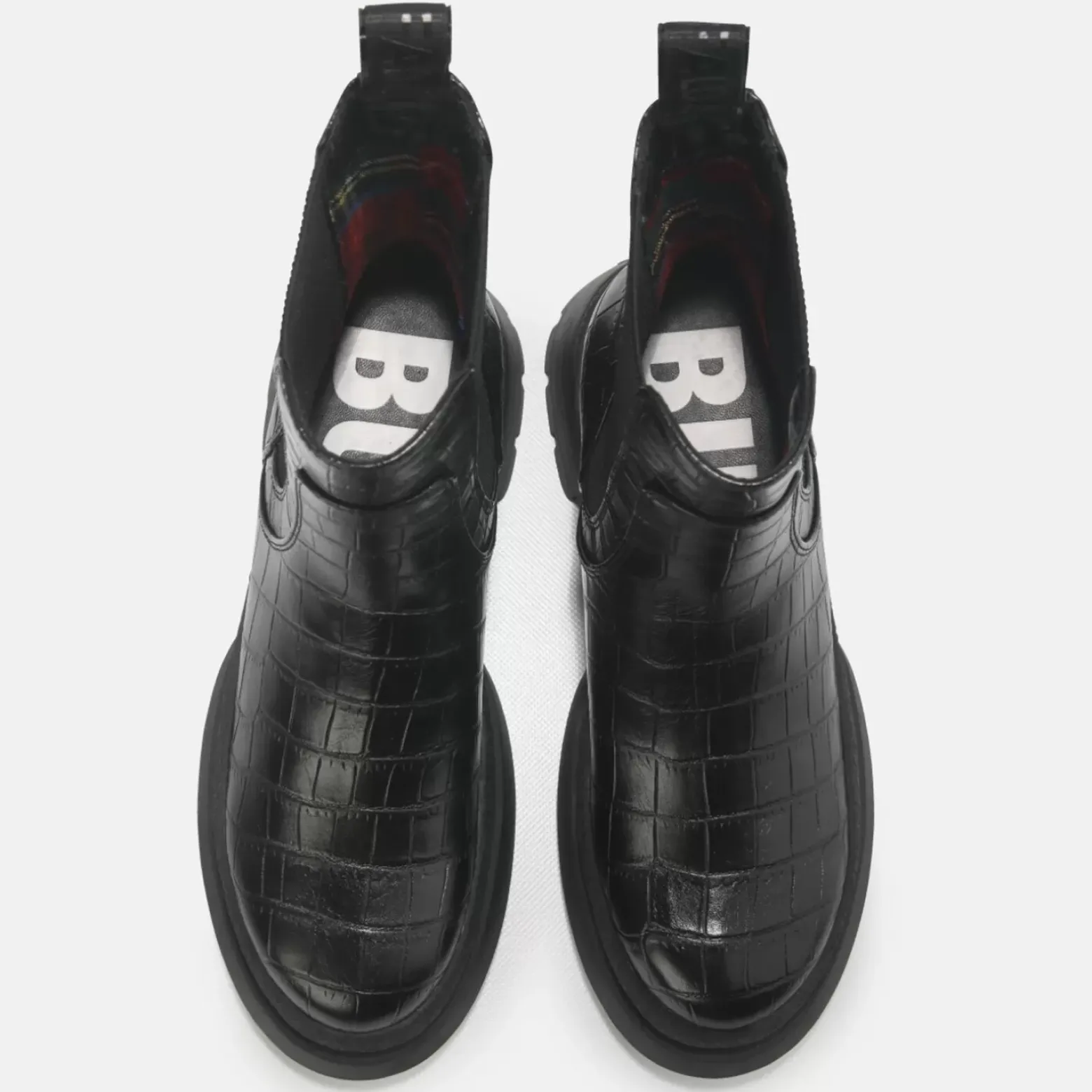 Best BUFFALO Simona Bottines Plates Veganes Aspect Croco Noir