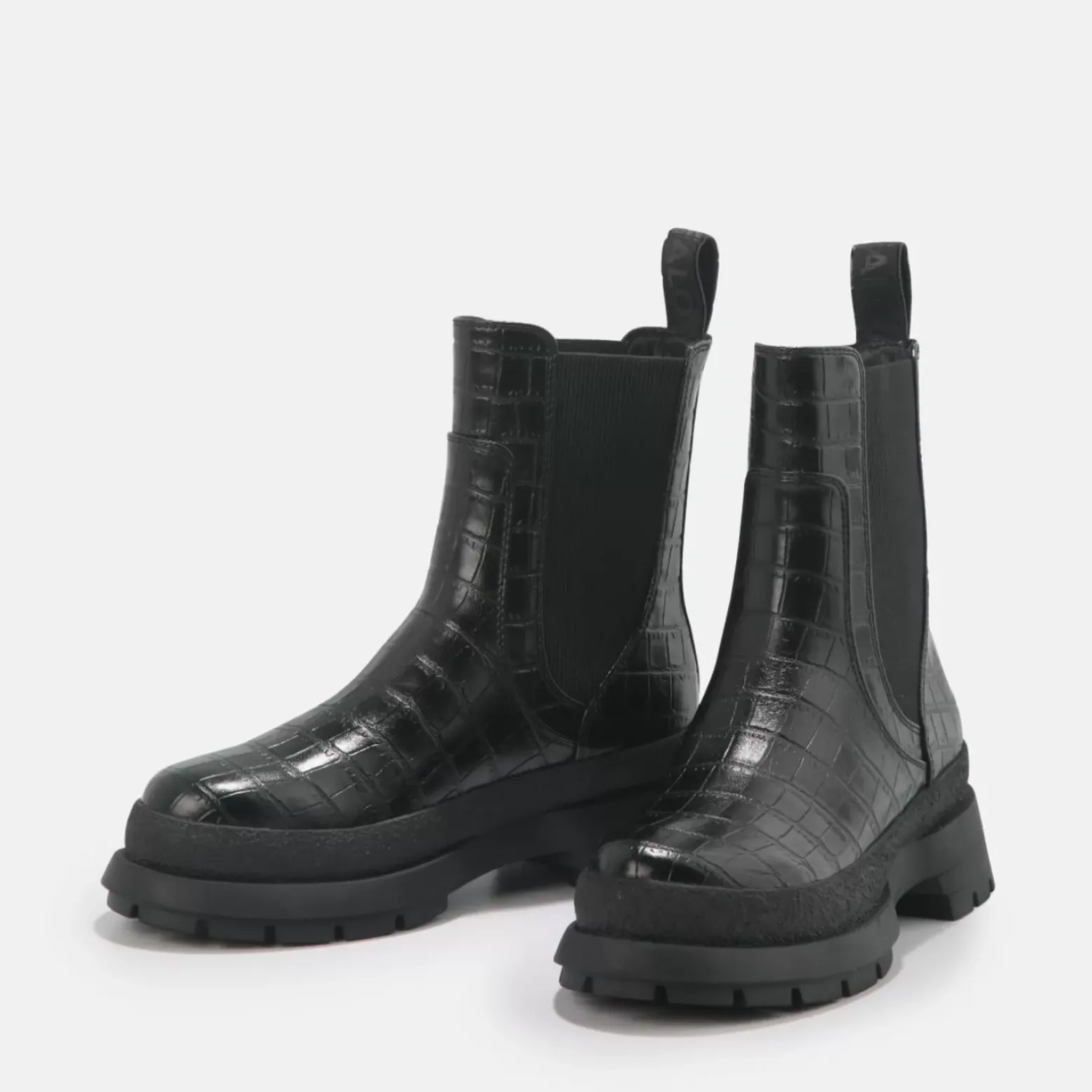 Best BUFFALO Simona Bottines Plates Veganes Aspect Croco Noir