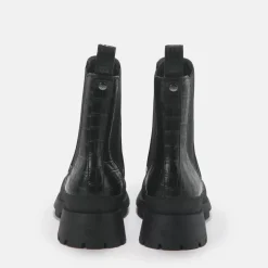 Best BUFFALO Simona Bottines Plates Veganes Aspect Croco Noir