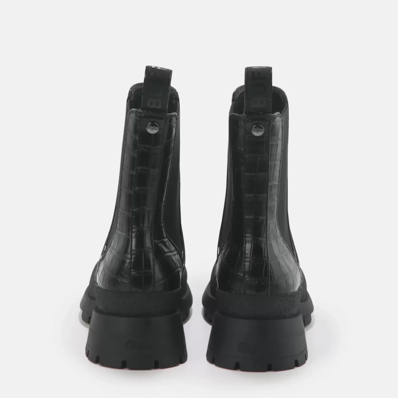 Best BUFFALO Simona Bottines Plates Veganes Aspect Croco Noir