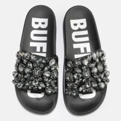 Fashion BUFFALO Sky Diamond Mules Plateforme Veganes Noir