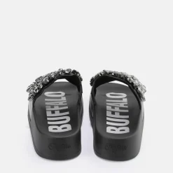 Fashion BUFFALO Sky Diamond Mules Plateforme Veganes Noir