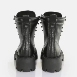 Best Sale BUFFALO Square Laceup Mid Bottines Noir