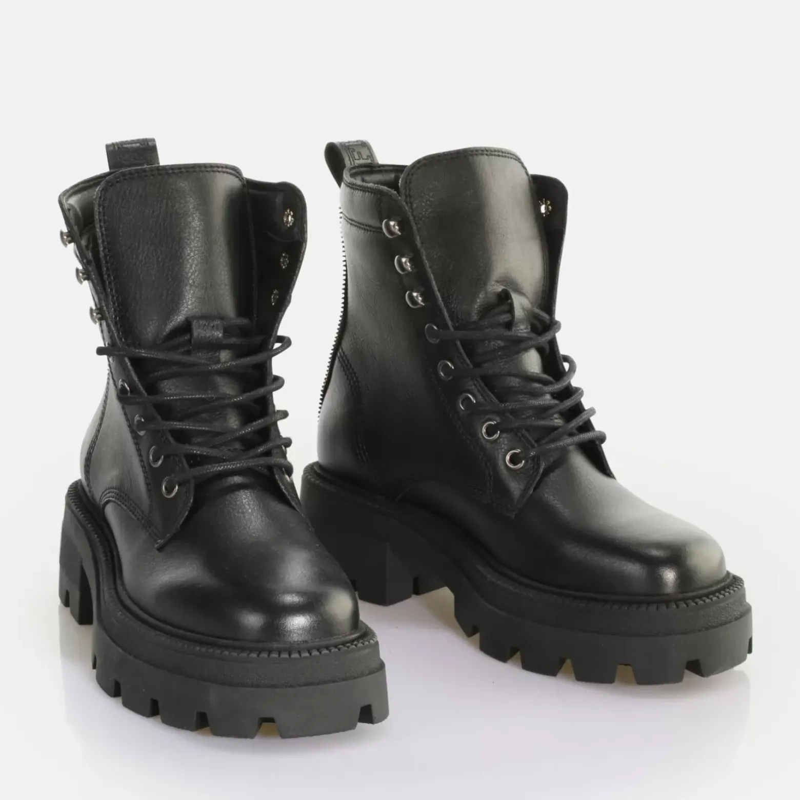 Best Sale BUFFALO Square Laceup Mid Bottines Noir