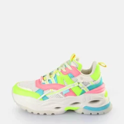 Cheap BUFFALO Triplet Hollow Baskets Basses Veganes Blanc/Fluo Multicolore White