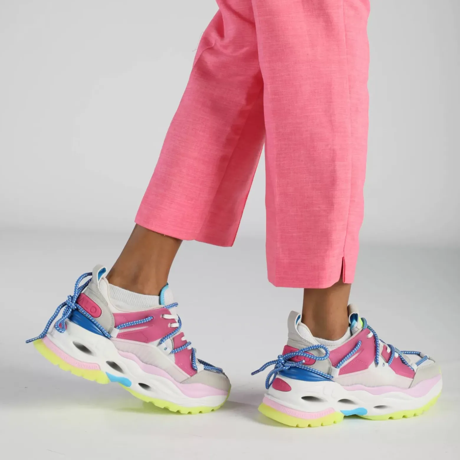 Best BUFFALO Triplet Lace Baskets Basses Veganes Clair/Fluo Multicolore Gris