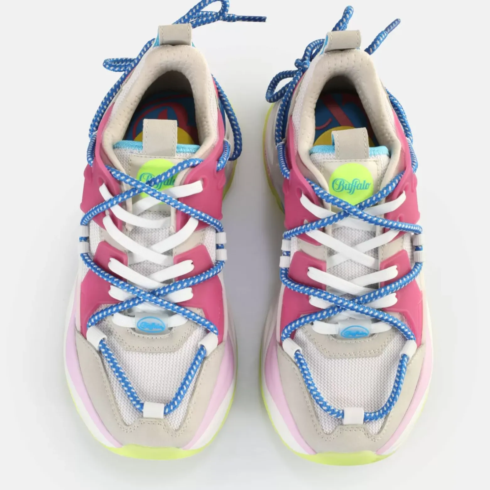Best BUFFALO Triplet Lace Baskets Basses Veganes Clair/Fluo Multicolore Gris