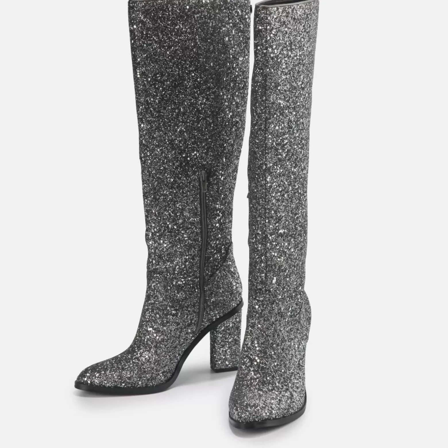 Fashion BUFFALO Zoe Boot Bottes Veganes Gris Glitzer/Silber