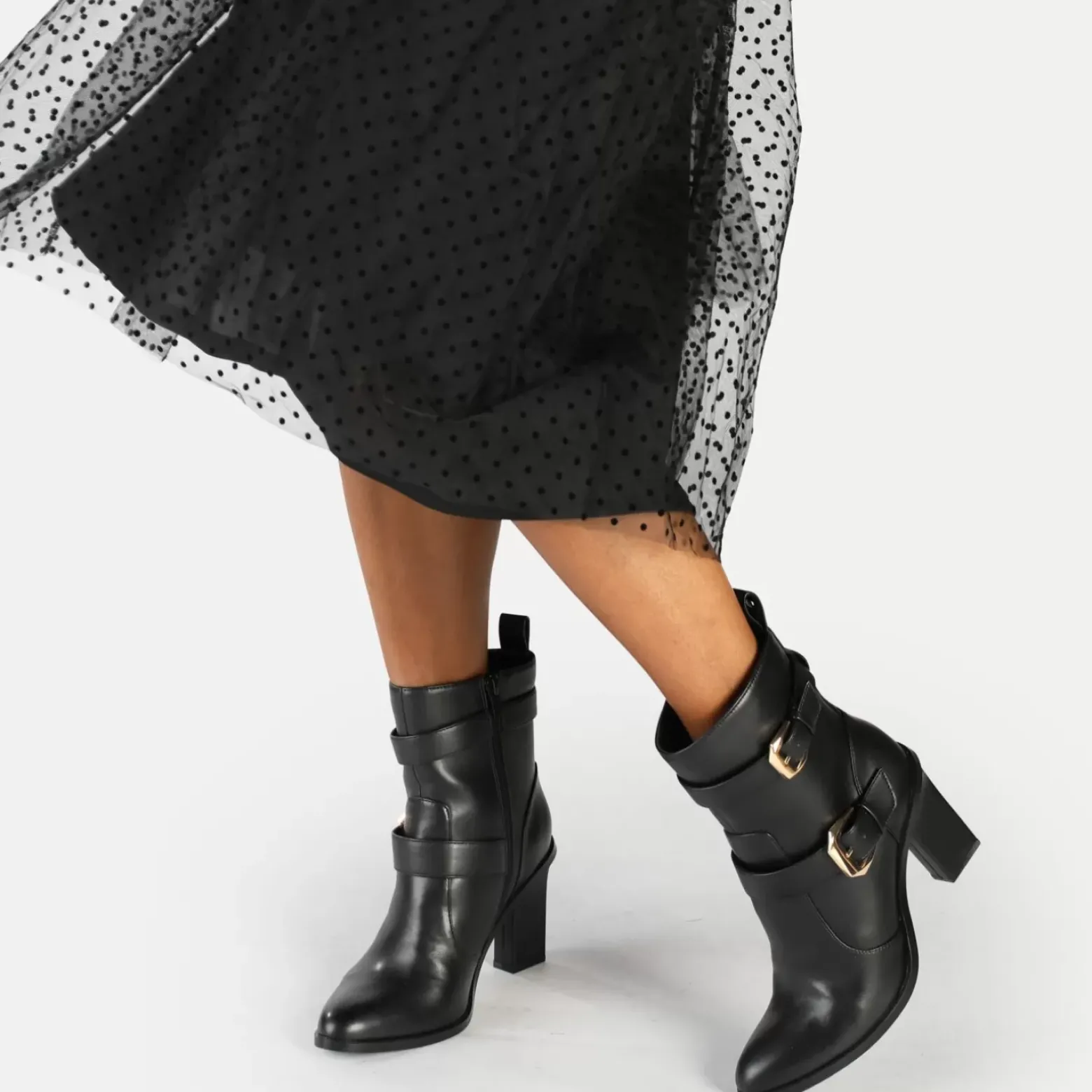 Cheap BUFFALO Zoe Buckle Boot Bottes Vegan Noir